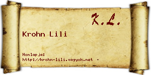 Krohn Lili névjegykártya